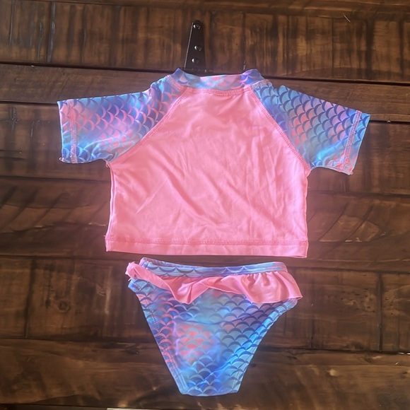 Swiggles 2 Piece Mermaid Swimsuit Short Sleeve Size 12 Months - Picture 3 of 4